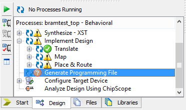 Xilinx Processes pane