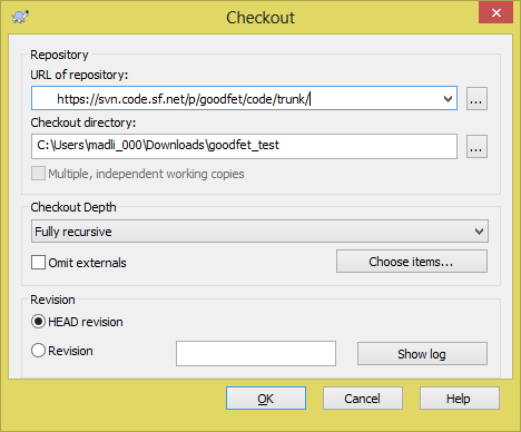 SVN checkout dialog