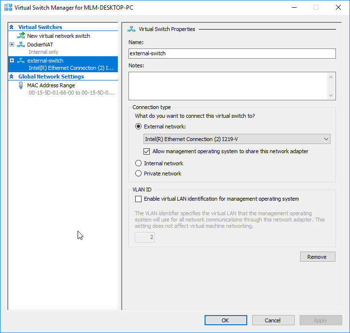 Naming the switch 'external-switch'