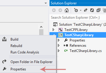 C# Project Context Menu: Properties